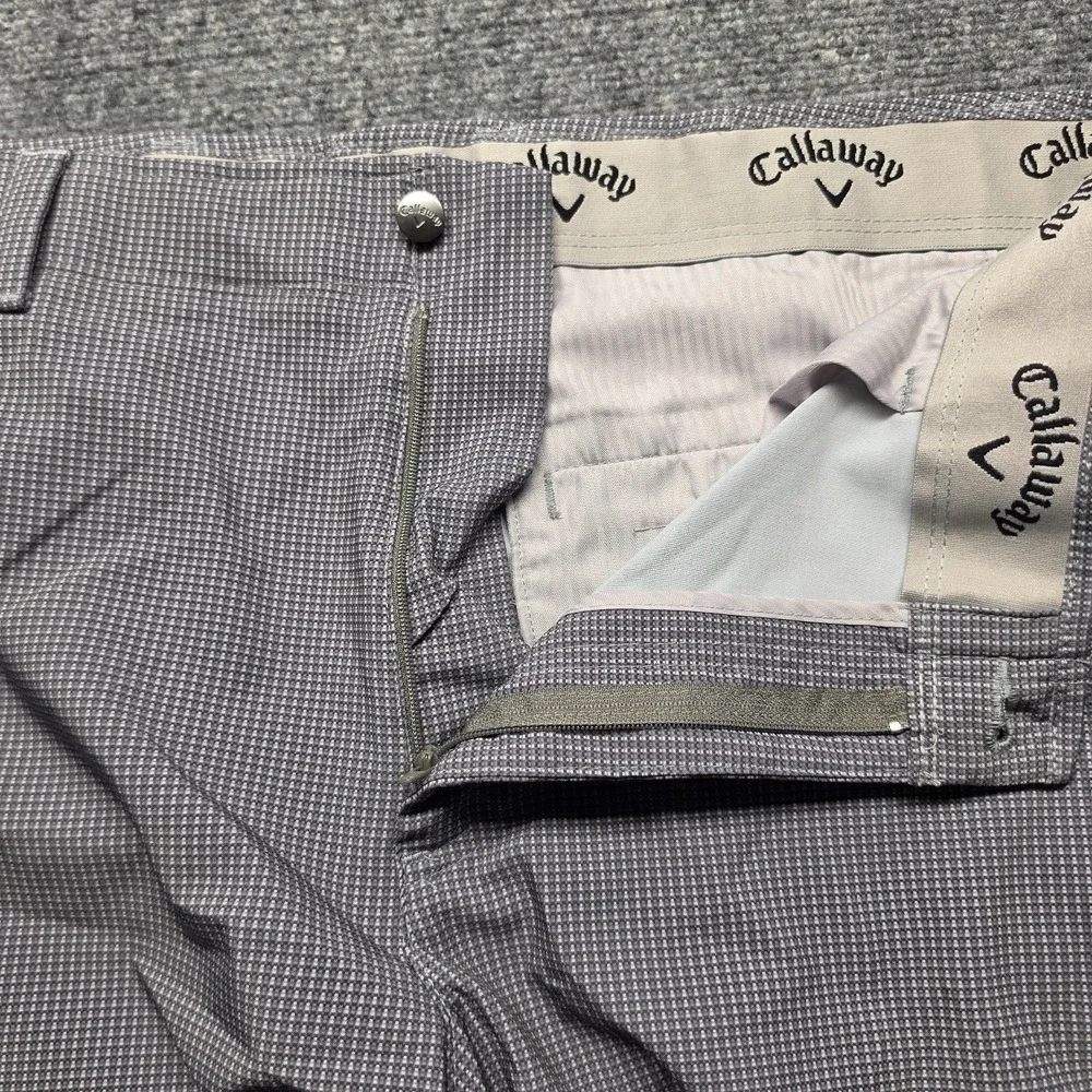 Callaway Performance Golf Shorts Mens 38 Grey Micro Check Grid Stretch Flat Fron